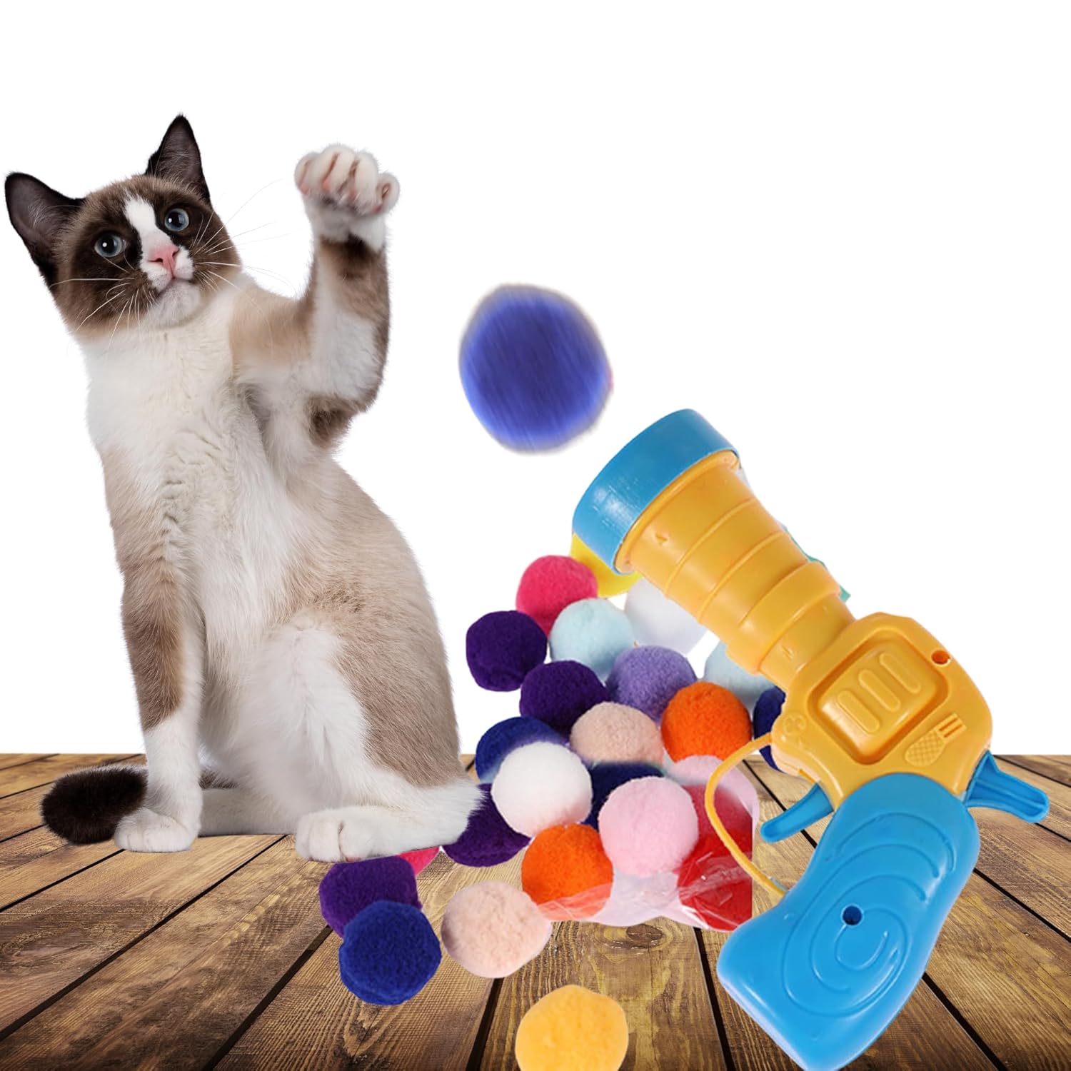 İnteraktif Kedi Oyun Tabancası, Peluş Top Atan İnteraktif Kedi Oyun Tabancası - (Hediye Peluş Toplar)