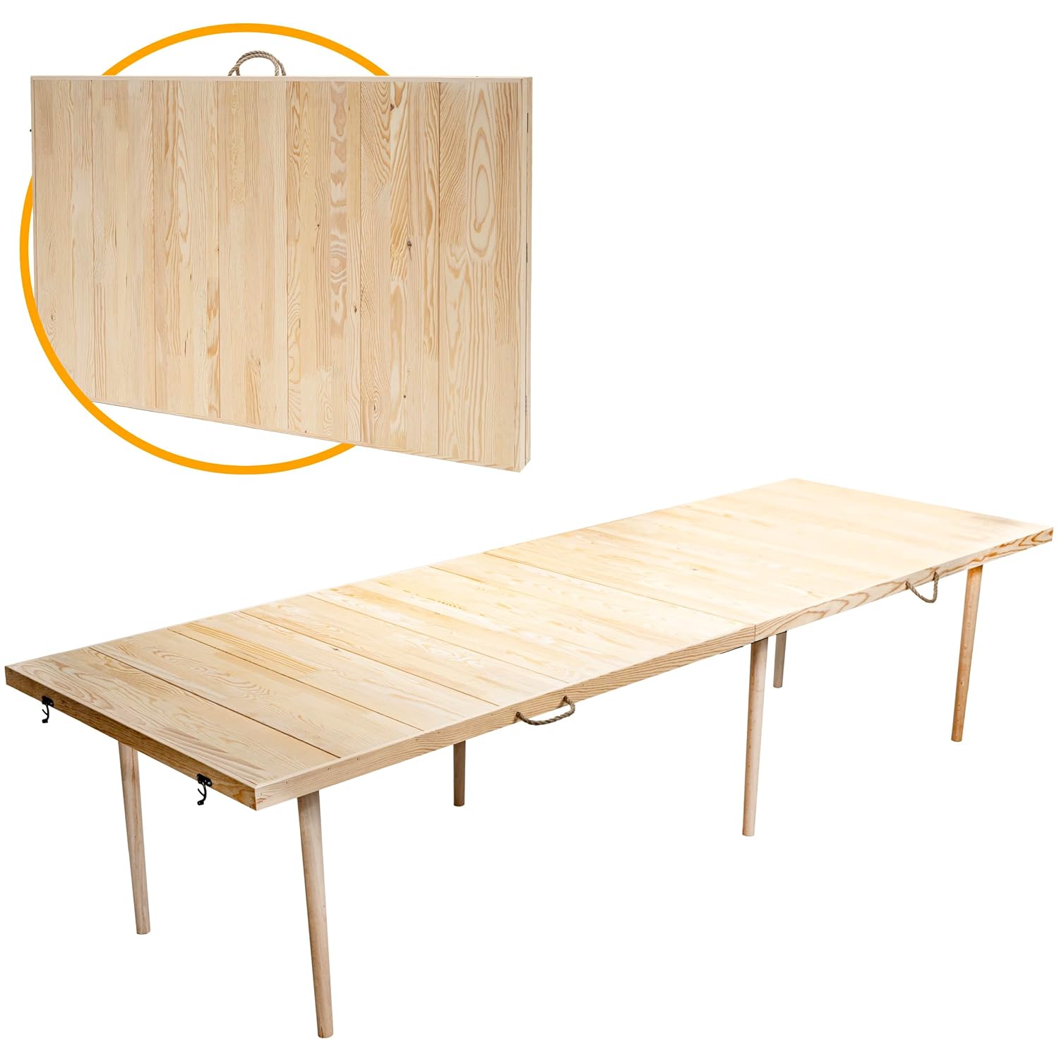 pratikoutdoor Katlanır Kamp, Piknik ve Bahçe Masası 75x228 cm - Ham Naturel Renk