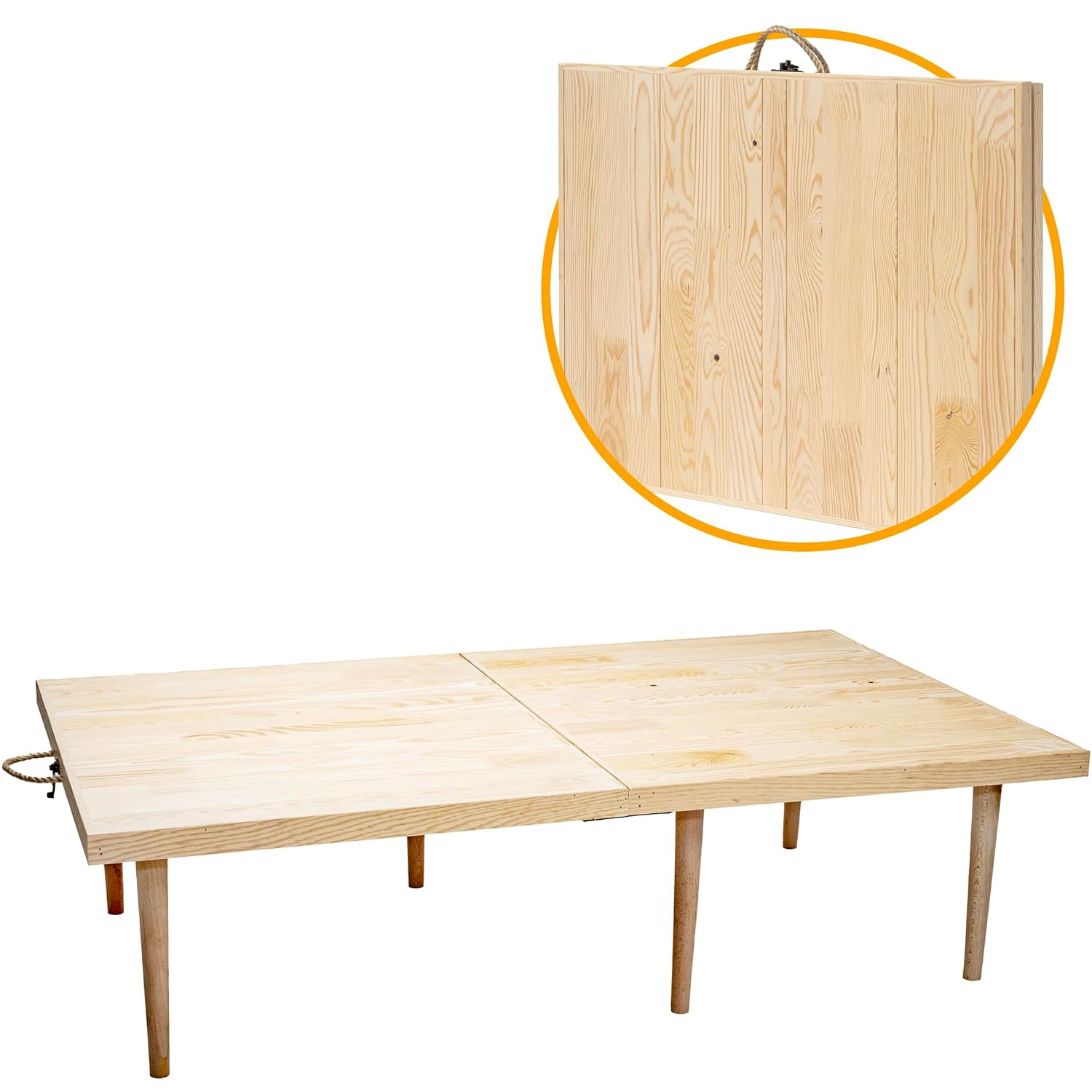 pratikoutdoor Katlanır Kamp, Piknik ve Bahçe Masası 70x120 cm - Ham Naturel Renk