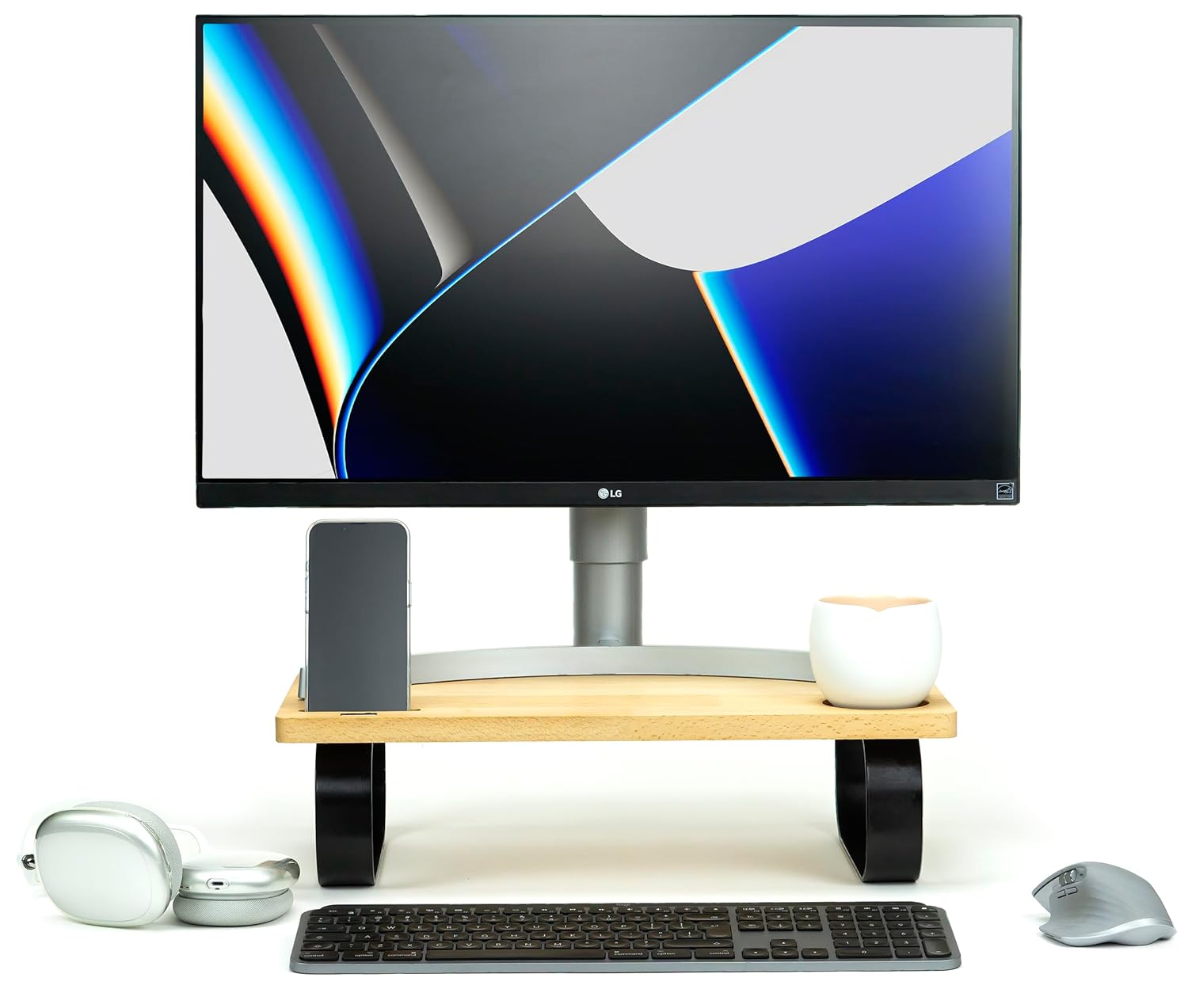 pratikoutdoor Monitör Standı, Monitör Ünitesi, Ahşap Masa Üstü Monitör Standı