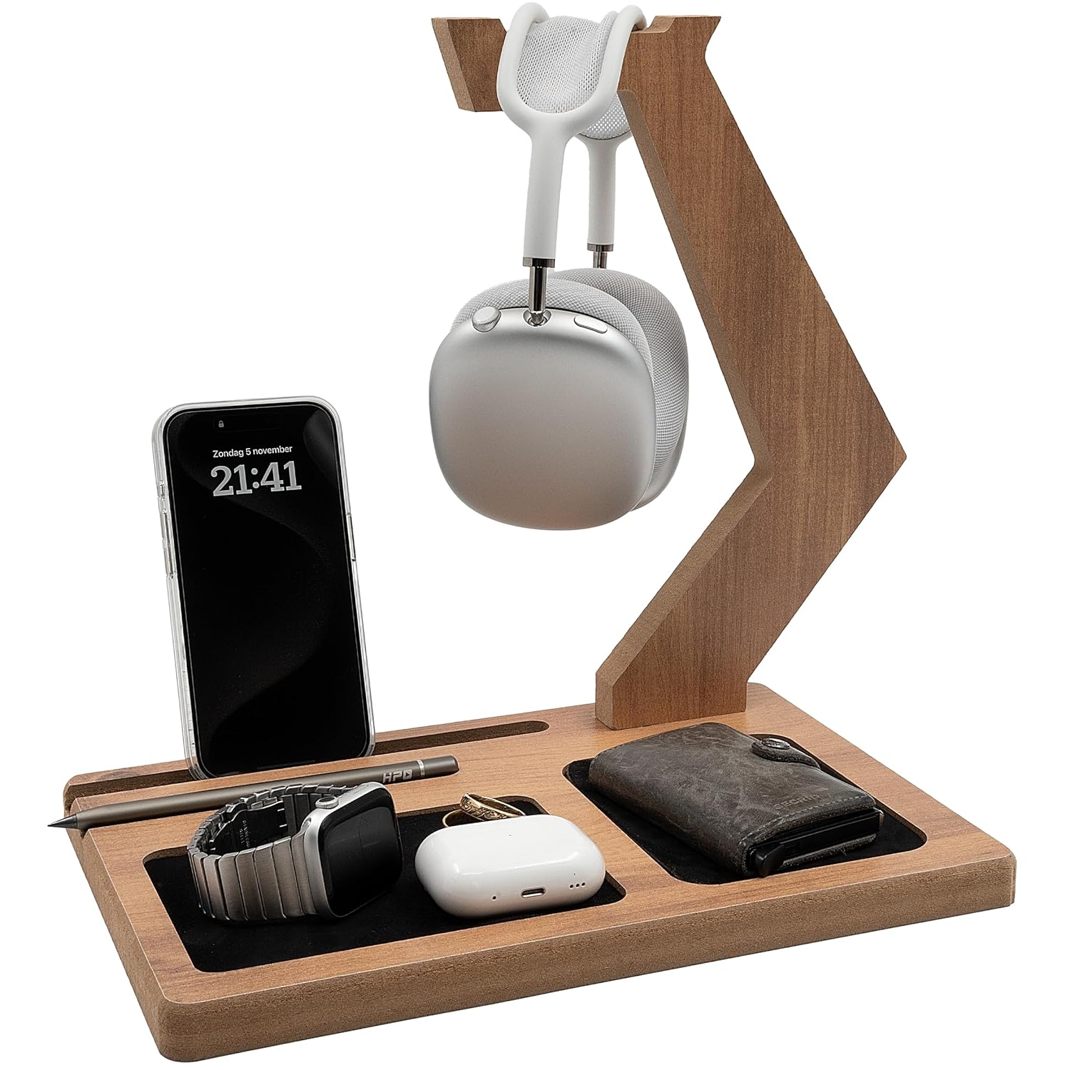 pratikoutdoor Kulaklık Tutucu Organizer, Oyuncu Kulaklık Standı, Ahşap Kulaklık Askısı