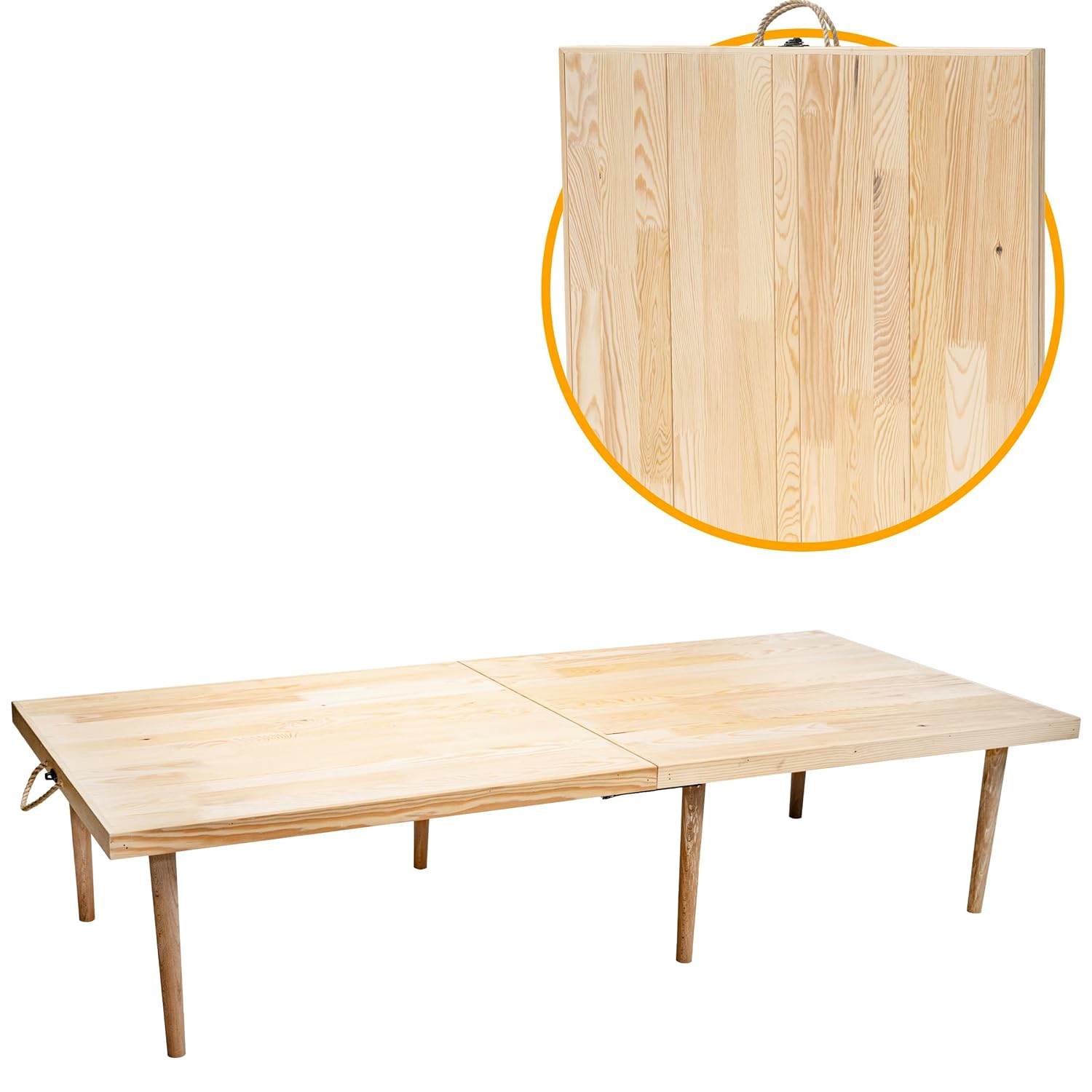 pratikoutdoor Katlanır Kamp, Piknik ve Bahçe Masası 70x150 cm - Ham Naturel Renk