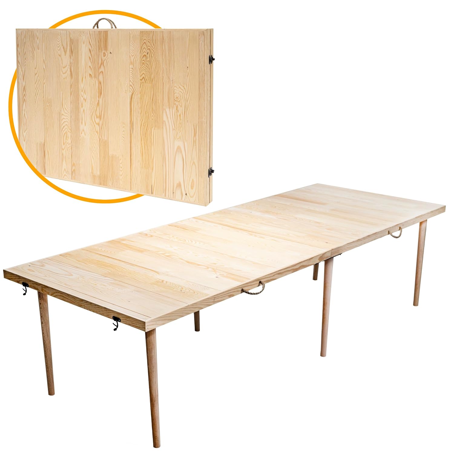 pratikoutdoor Katlanır Kamp, Piknik ve Bahçe Masası 75x200 cm - Ham Naturel Renk