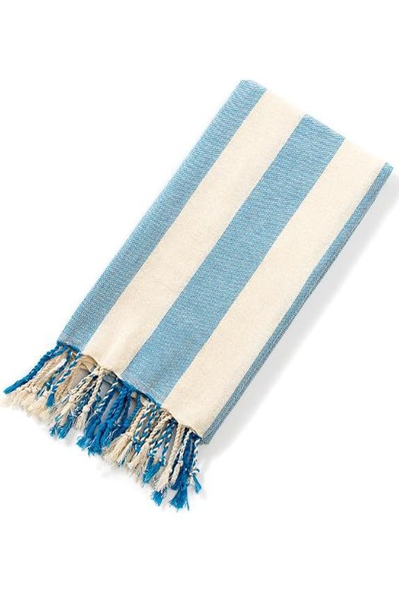 Striped Peştemal Banyo Havlusu Plaj Havlusu Mavi