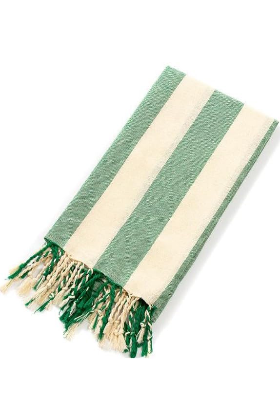 Striped Peştemal Banyo Havlusu Plaj Havlusu Yeşil