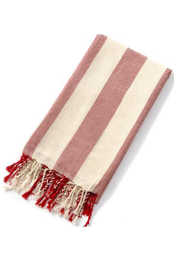 Striped Peştemal Banyo Havlusu Plaj Havlusu Kırmızı