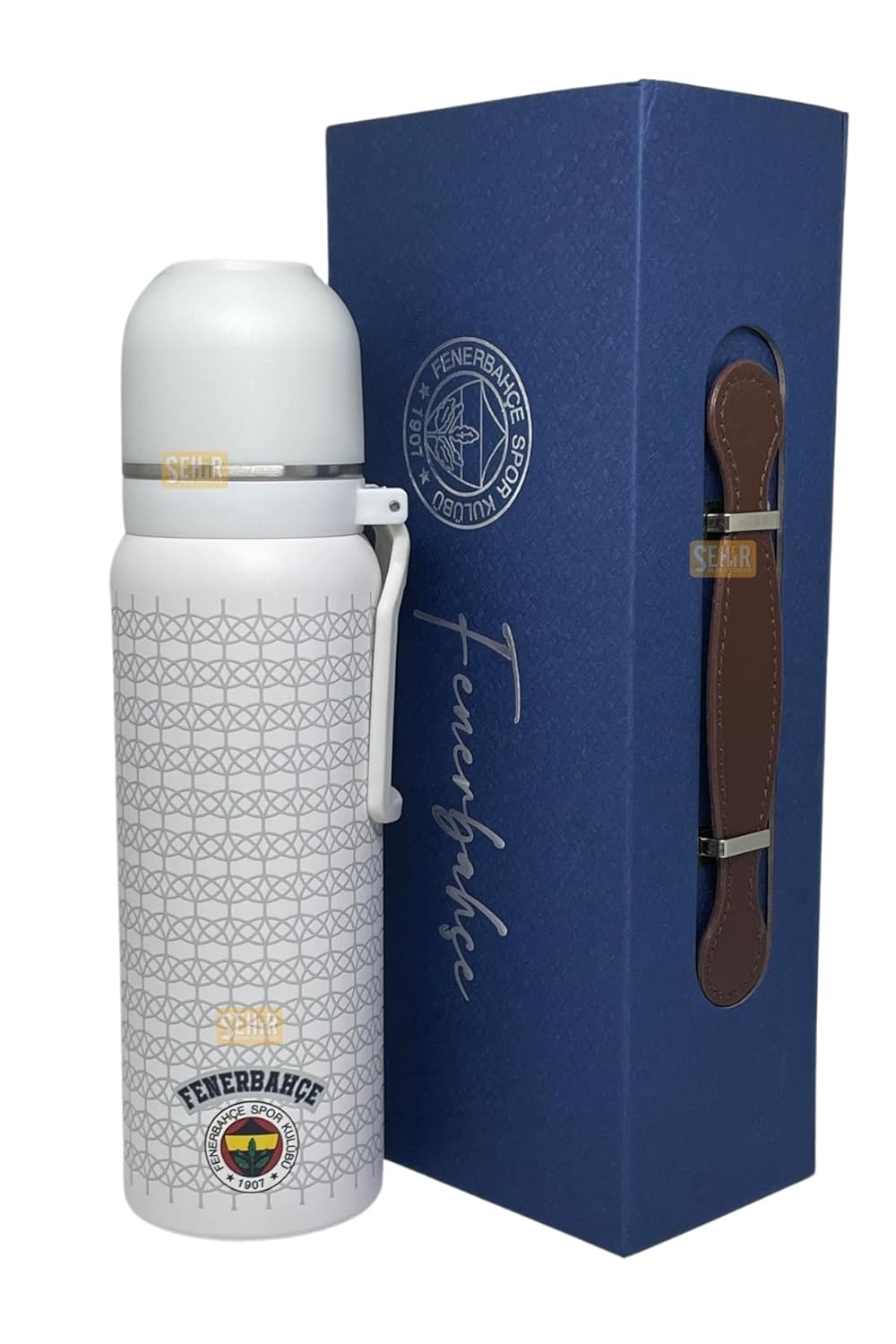Fenerbahçe 650ml Lisanslı Çift Katlı Paslanmaz Çelik Termos 8 Saat Sıcak Soğuk Hediye Kutulu Beyaz