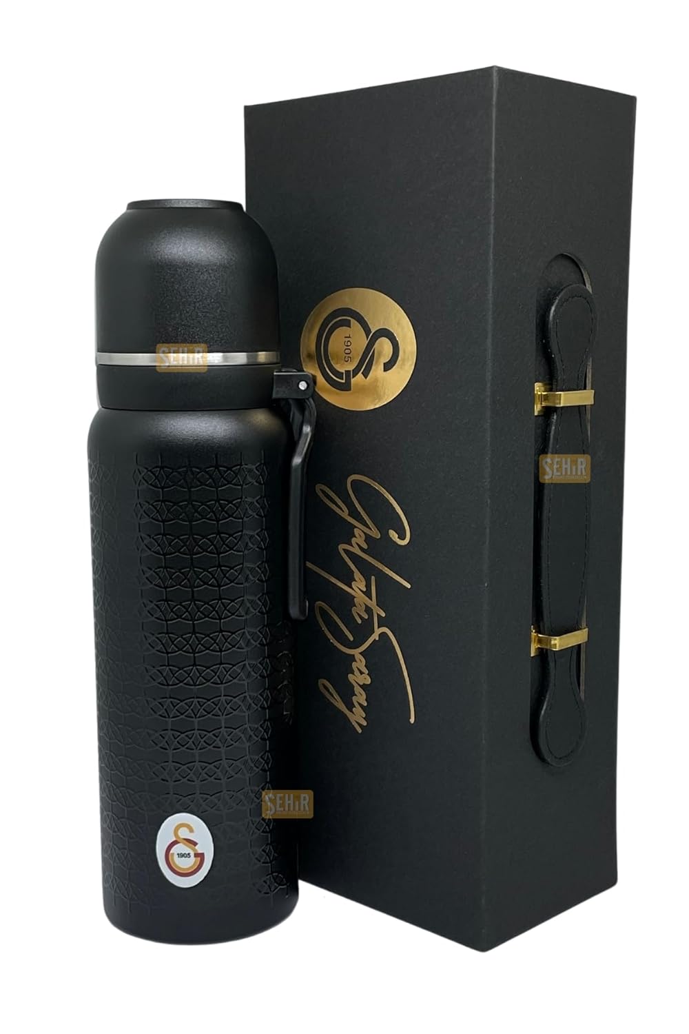 Galatasaray 650ml Lisanslı Çift Katlı Paslanmaz Çelik Termos 8 Saat Sıcak Soğuk Kutulu (Siyah)