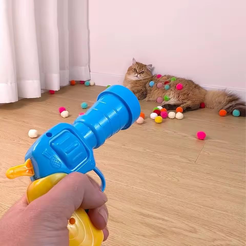 TİNEKE İnteraktif Kedi Oyun Tabancası – 3 Adet Peluş Top ile Eğlenceli Oyun