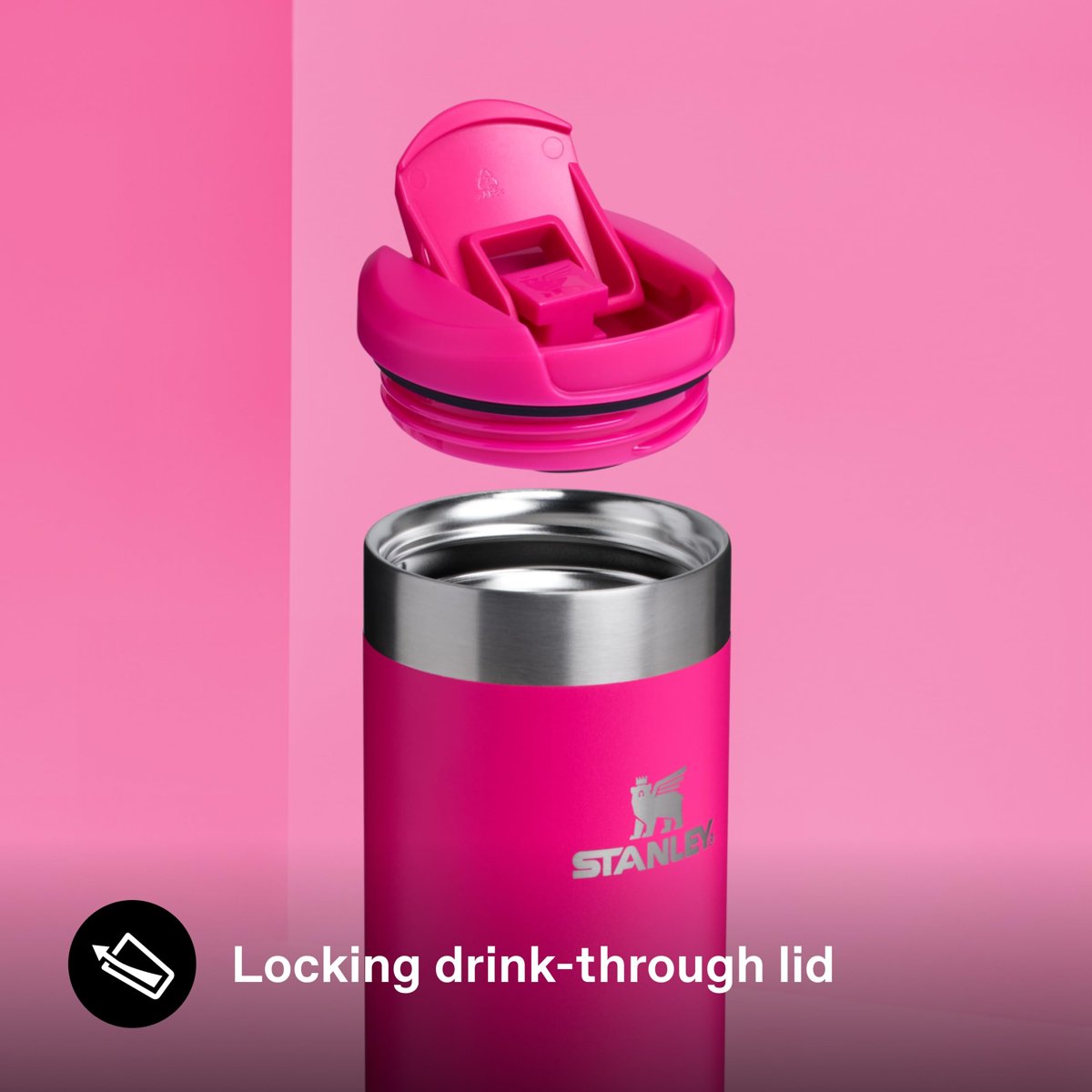 Stanley The Aerolight Transit Mug Termos Bardak, Koyu Pembe (Pink Vibes), 0.35 Litre