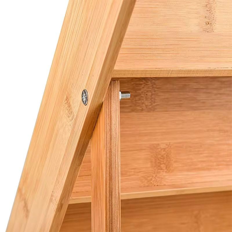 Orret Home 3 Katlı Doğal Bambu Ayaklı Baharatlık Rafı Organizer – Tezgah Üstü ve Çekmece İçi Kullanıma Uygun, Katlanabilir, Kaymaz Ayaklı, Kompakt ve Şık Tasarımlı Mutfak Düzenleyici