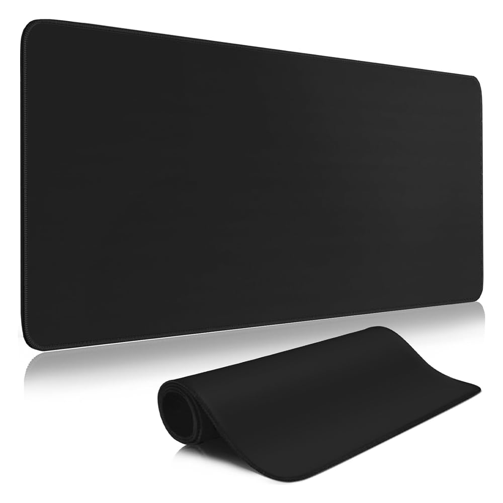 Aksesuarcı Süper Kalite 90x40 Büyük Boy XXL Mouse Pad Kauçuk Alt Taban, Yumuşak Kumaş Oyuncu MousePad, Bilgisayar ve Dizüstü Bilgisayar Uyumlu 90 40 Mouse Pad (Düz Siyah)
