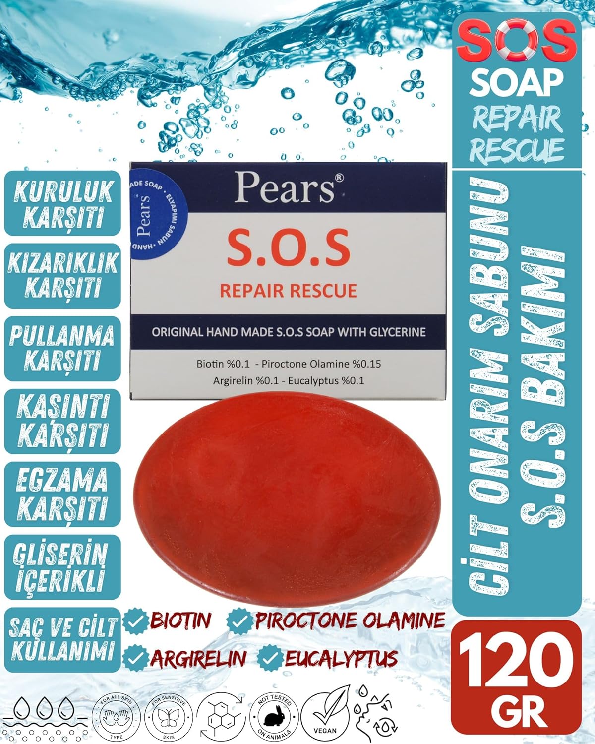 PEARS Gliserinli S.O.S Onarım Sabunu, 120 Gram