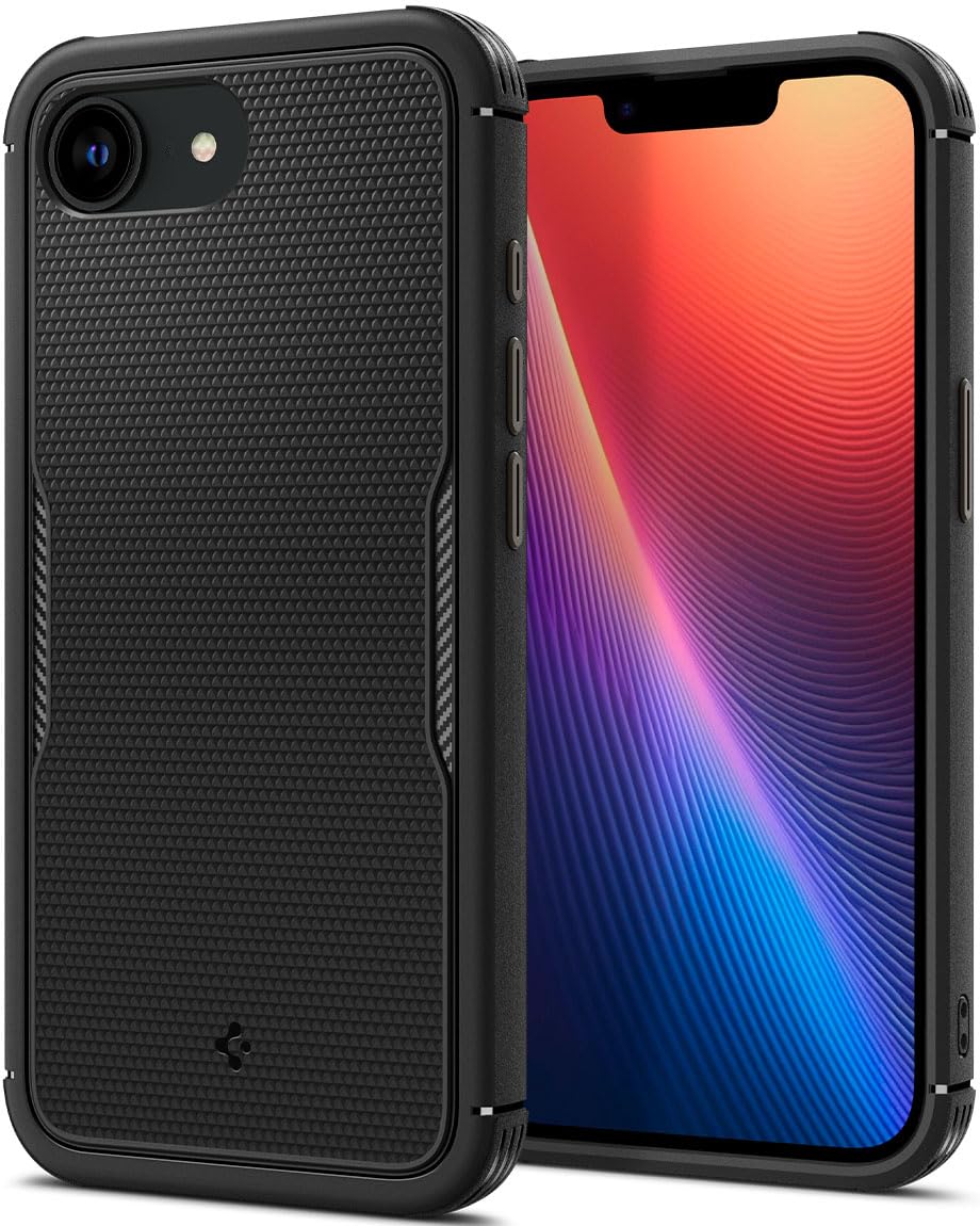 Spigen iPhone 16e ile uyumlu MagSafe Kılıf Core Armor Hava Kanalı Teknolojisi Askeri Sınıf Koruma MagFit Matte Black Dokulu Yüzey Kapak - ACS09126