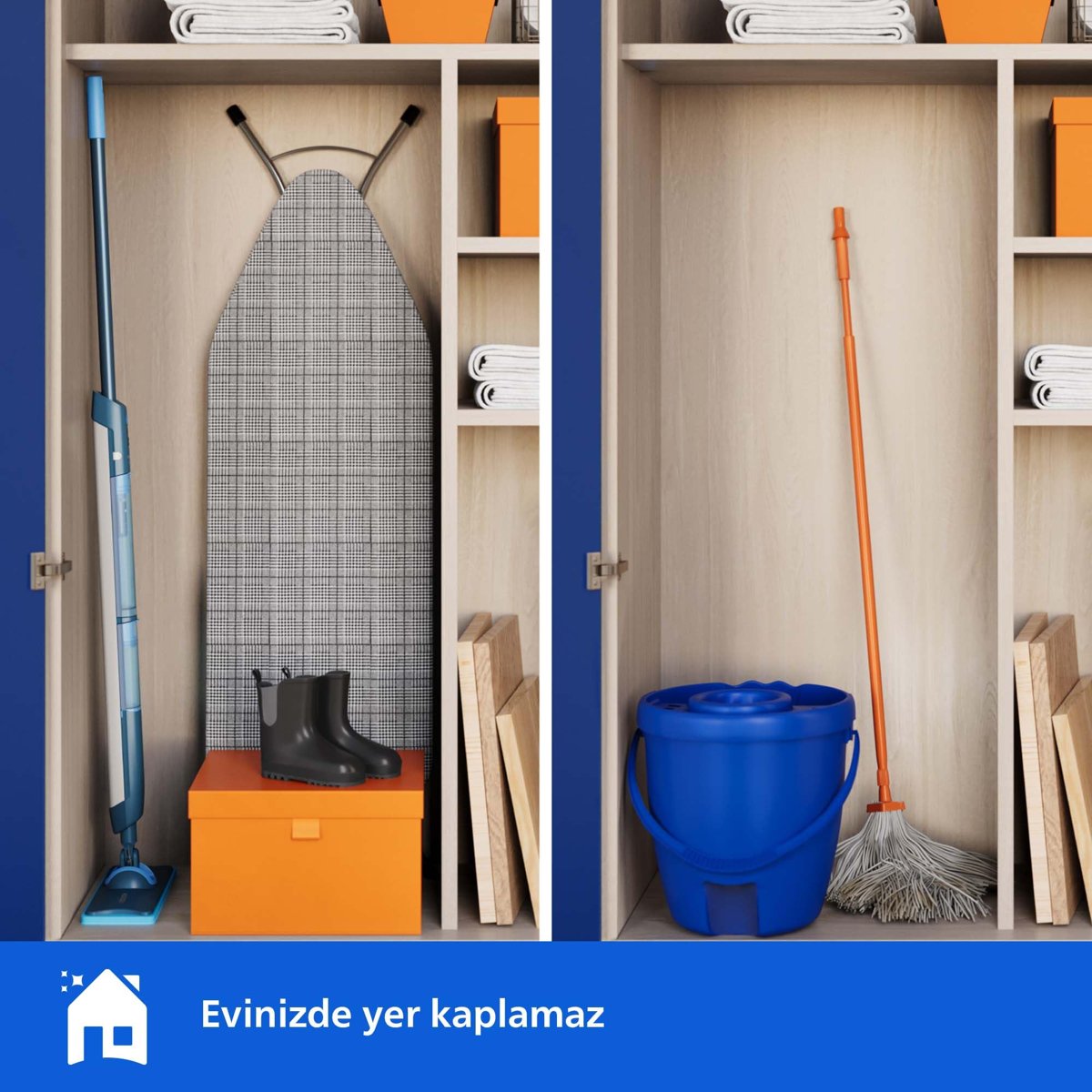 Philips OneUp 5000 Serisi Elektrikli Mop, Kablosuz, Bakterilere karşı %99,9 etkili, 360 derece başlık ile zahmetsiz kullanım, (XV5113/01)