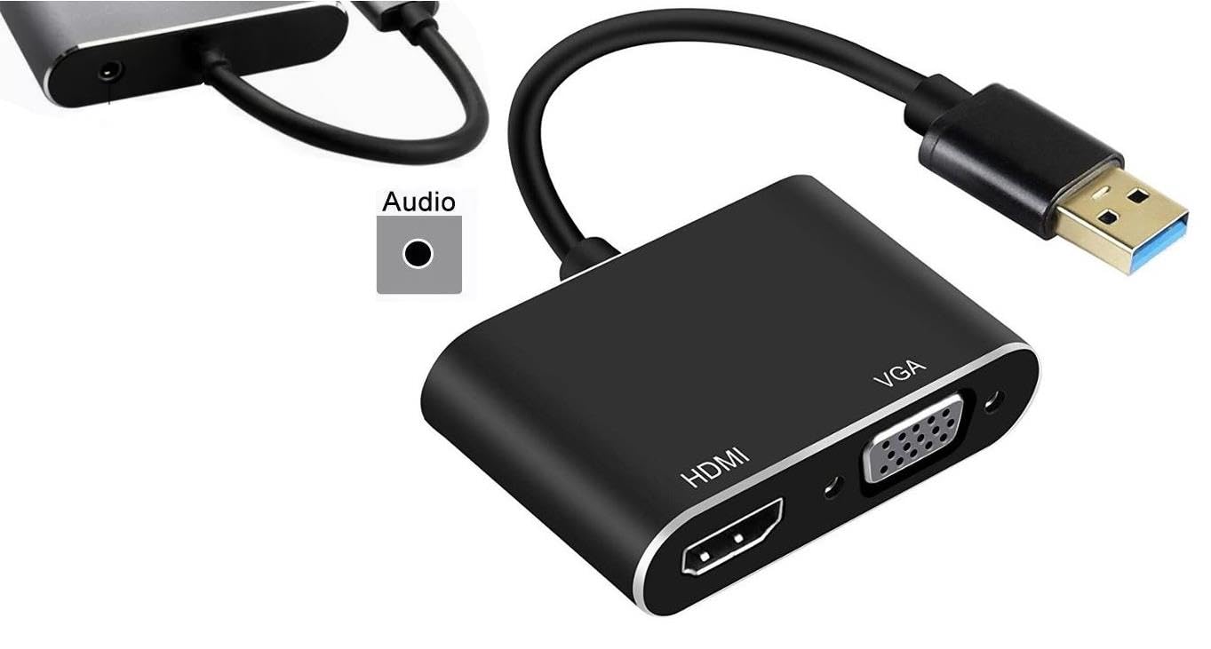 Lunatic 3349 Usb 3.0 To Hdmi Vga 3.5mm 1080P Monitör Genişletici Çevirici Dönüştürücü Adaptör Ekranı Genişletir Mevcut Monitörünüzle Çalışmanızı Yaparken. Diğer Ekranınızı Kullanabilirsiniz
