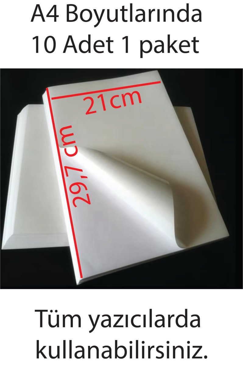 Etiket, A4 Yapışkanlı Etiket Kağıdı, 21x29.7 cm, 160 gr, 10 Yaprak, 1.Hamur Etiket, Sticker, Beyaz