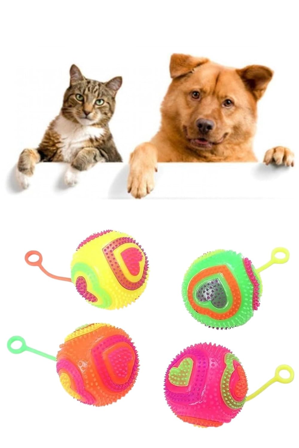 TİNEKE Kalpli Model Işıklı Oyun Topu 6,5 cm Kedi Köpek Oyun Topu 1 ADET