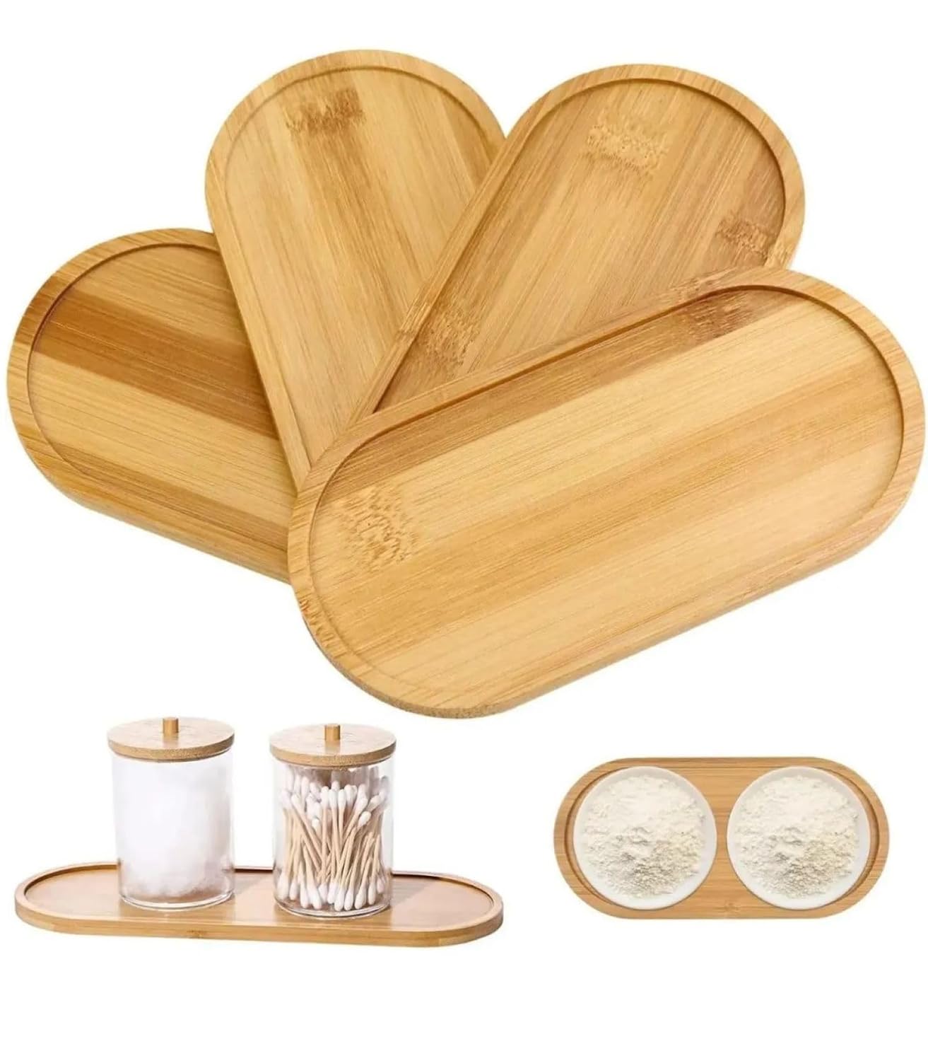 Busstier Bambu Yağdanlık Altlığı Sunumluk Şık ve Dayanıklı Ahşap Tepsi (Oval)