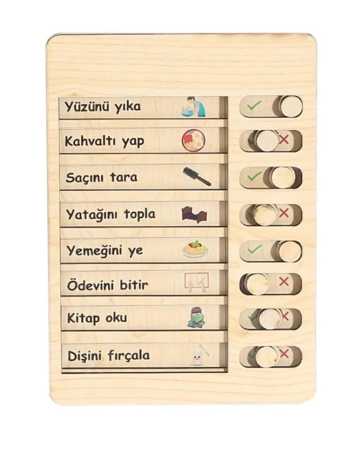 Busstier Ahşap Günlük Rutin ve Sorumluluk Panosu Çocuklar İçin Eğitici Görev Takip Tablosu