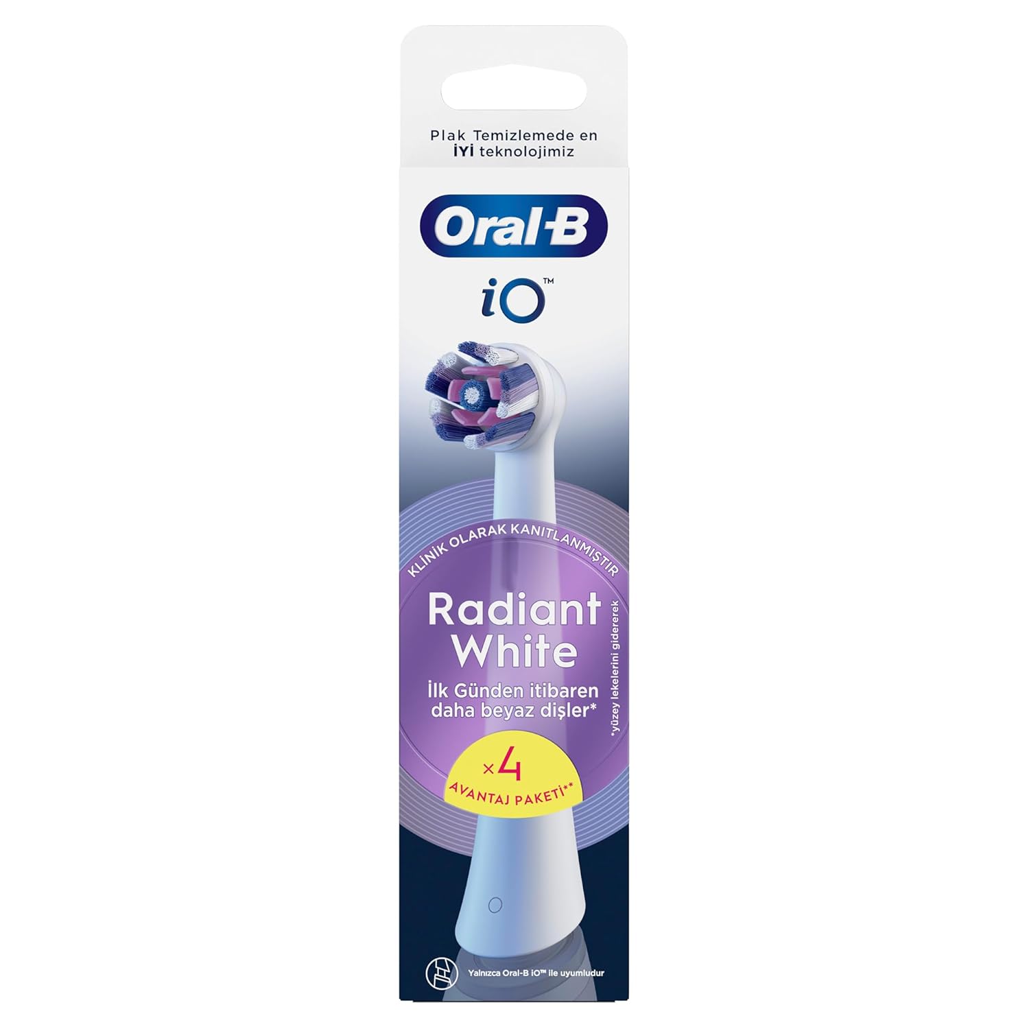 Oral-B iO Radiant White Beyaz Diş Fırçası Yedek Başlığı 4 Adet