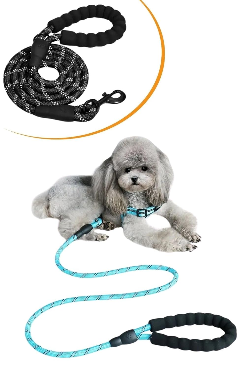 Buffer Reflektörlü Fosforlu Köpek Gezdirme Halatı Tasma Kayışı Metal Kancalı 130 cm