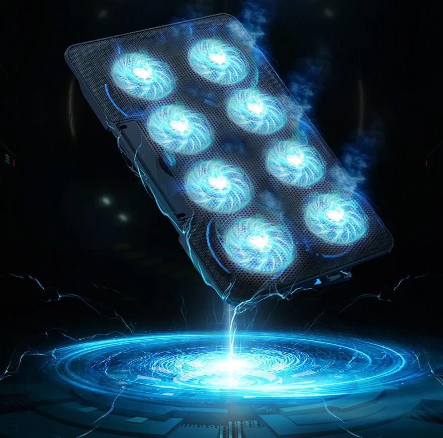 Coverzone Şok Soğutma Profesyonel Dizüstü Bilgisayar Notebook Soğutucu Laptop Stand Işıklı Oyuncu Laptoplarına Özel 8 Büyük Fanı İle Hızlı Soğutma 2 USB Giriş A8