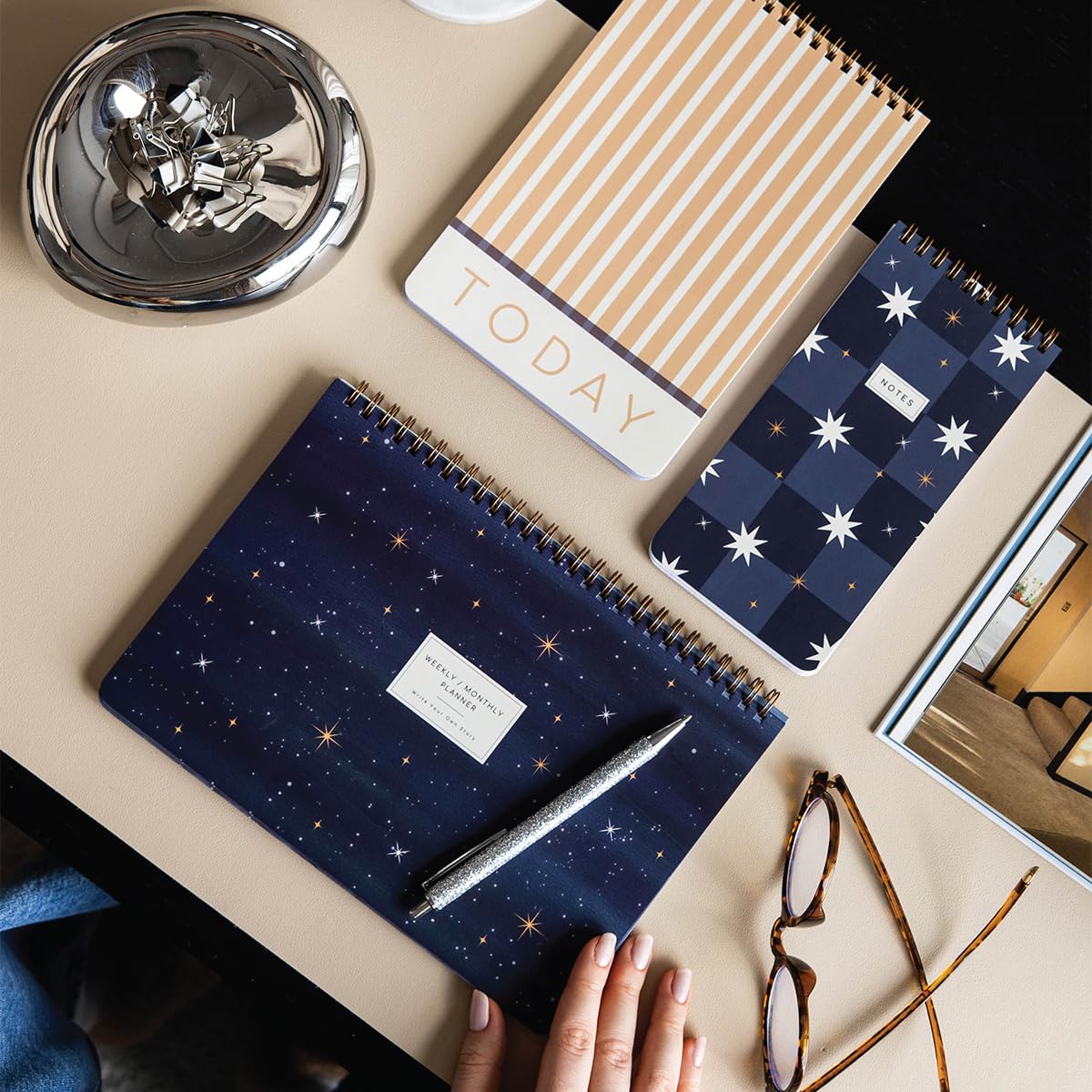 PAPERORA Haftalık ve Günlük 3’lü Masaüstü Süresiz Planlayıcı Set - Galaksi