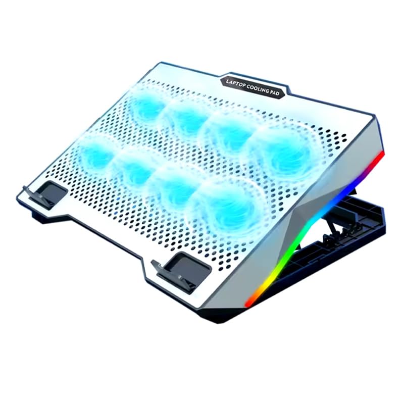 Coverzone Telefon Tutuculu Profesyonel Dizüstü Bilgisayar Notebook Soğutucu Laptop Stand Işıklı Oyuncu Laptoplarına Özel 8 Büyük Fanı İle Hızlı Soğutma 2 USB Giriş S608