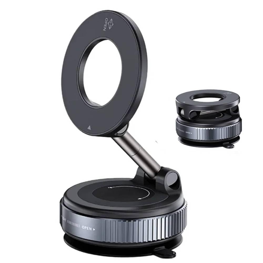 Manyetik Araç Telefon Tutucu Vakumlu Katlanır Ayna-Cam-Araba Manyetik Araç Tutucu (Siyah)