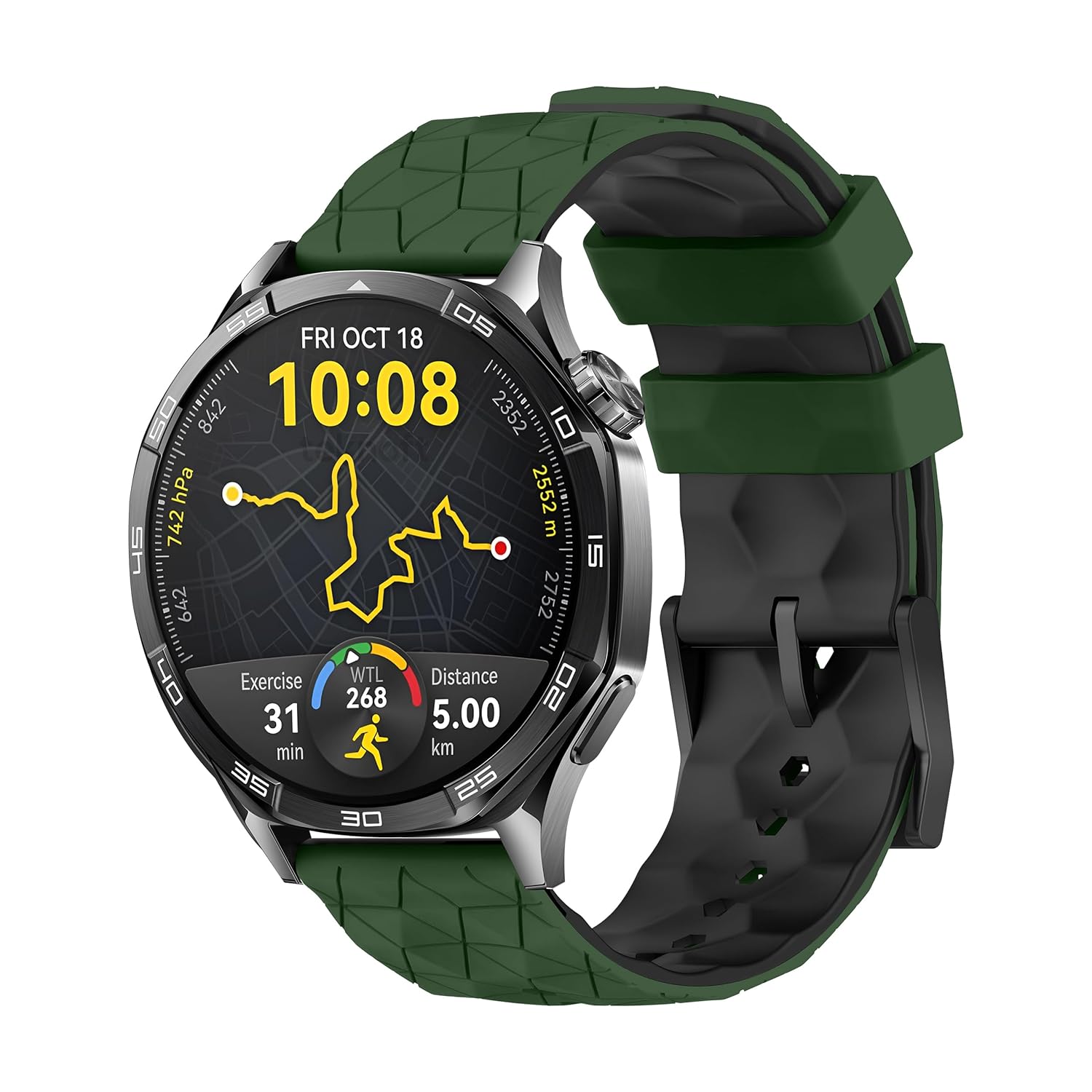 Teknoft 22mm ile Uyumlu Saatler için Geometrik Model 46mm Silikon Kordon HUAWEI Watch (GT5 Pro/GT5/GT4/Watch 4 Pro/GT3/GT3 Pro/GT2/GT2 Pro) Galaxy Watch (Gear S3/Watch 46mm) (Yeşil-Siyah)