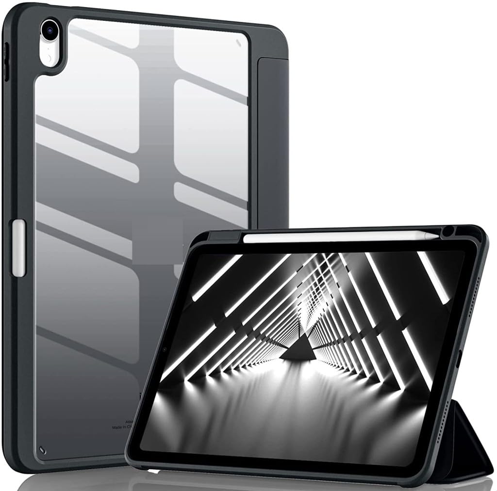 Apple iPad Air 4/5. Nesil 10.9 ile uyumlu Kılıf Grafiti Şeffaf Kalem Bölmeli (10.Nesil Değildir) Siyah