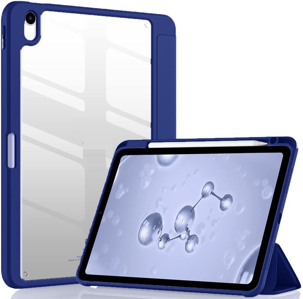 Apple iPad Air 11inç M2/M3 2025-2024 ile uyumlu Kılıf Grafiti Şeffaf Kalem Bölmeli Lacivert