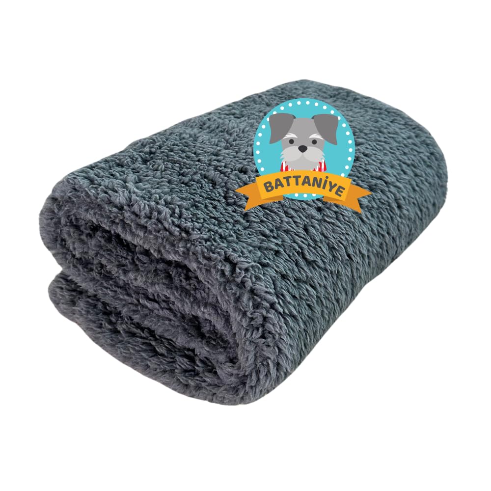 Beylini Kedi Köpek Battaniyesi Premium Peluş Evcil Hayvan Uyku Battaniyesi Yıkanabilir Gri (80x100)