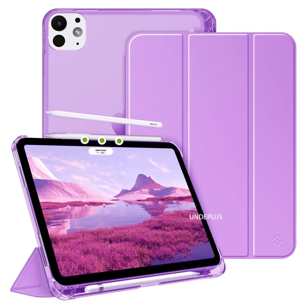 UnDePlus iPad Pro 13inç M4/M5 ile uyumlu Kılıf Flip Cover Kalem Bölmeli PC Case 2024/2025 Lila
