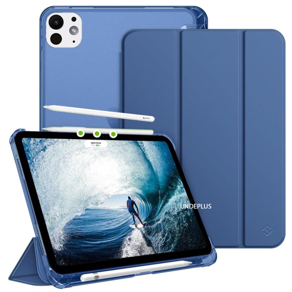Apple iPad Pro 11 3./4. Nesil M2 ile uyumlu Kılıf Flip Cover Kalem Bölmeli PC Case 2020-2022 Lacivert