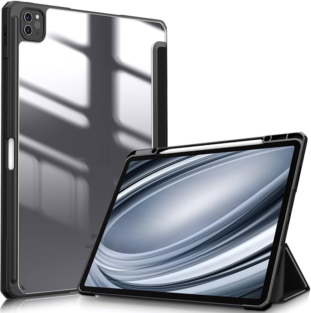Apple iPad Pro 11 M4 2024 ile uyumlu Kılıf Grafiti Şeffaf Kalem Bölmeli A2836 A2837 A3006 Siyah