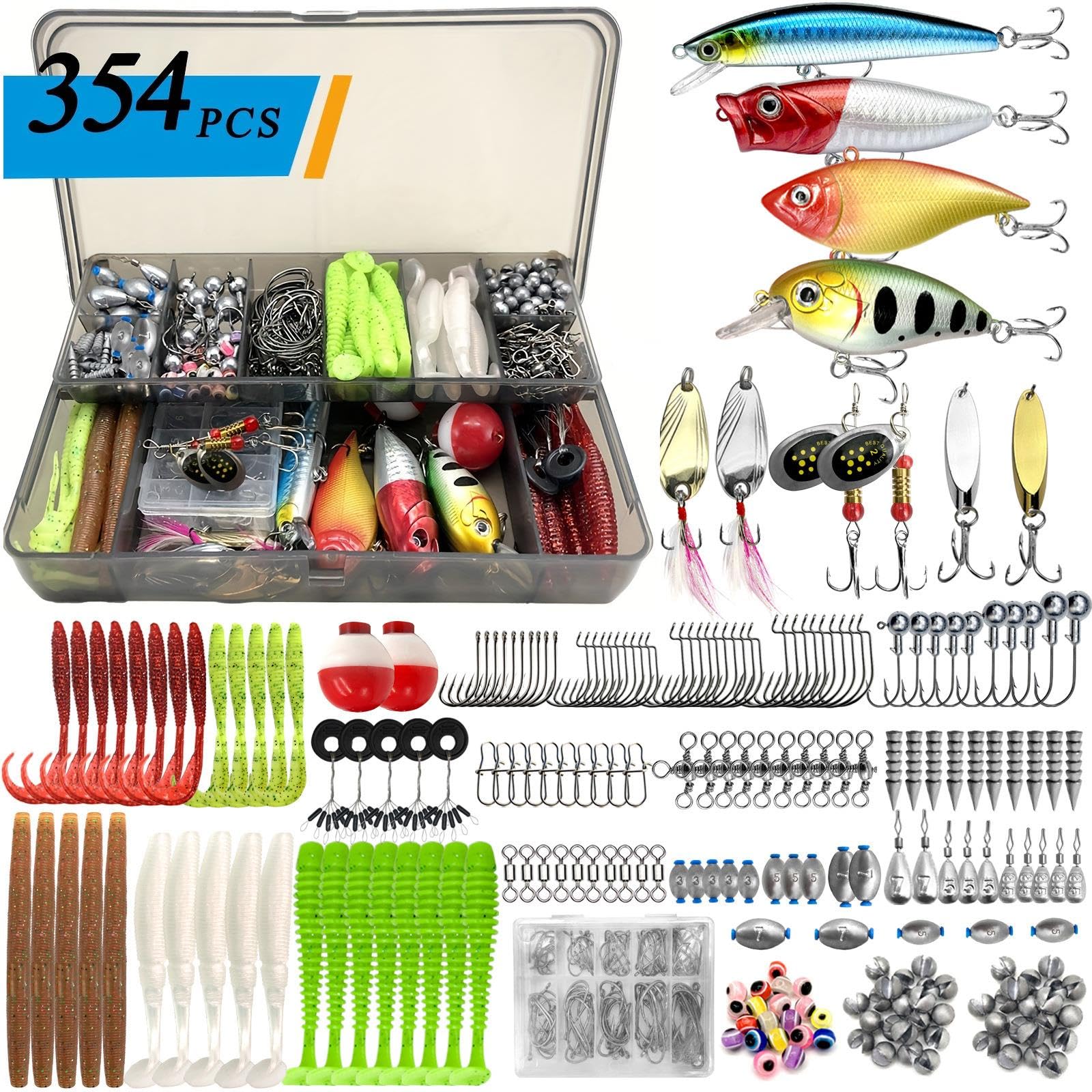 Valkyrie 354 Parça Balık Olta İğne Yem Seti Rapala Kurşun İğne Silikon Kaşık Çantalı Komple Set