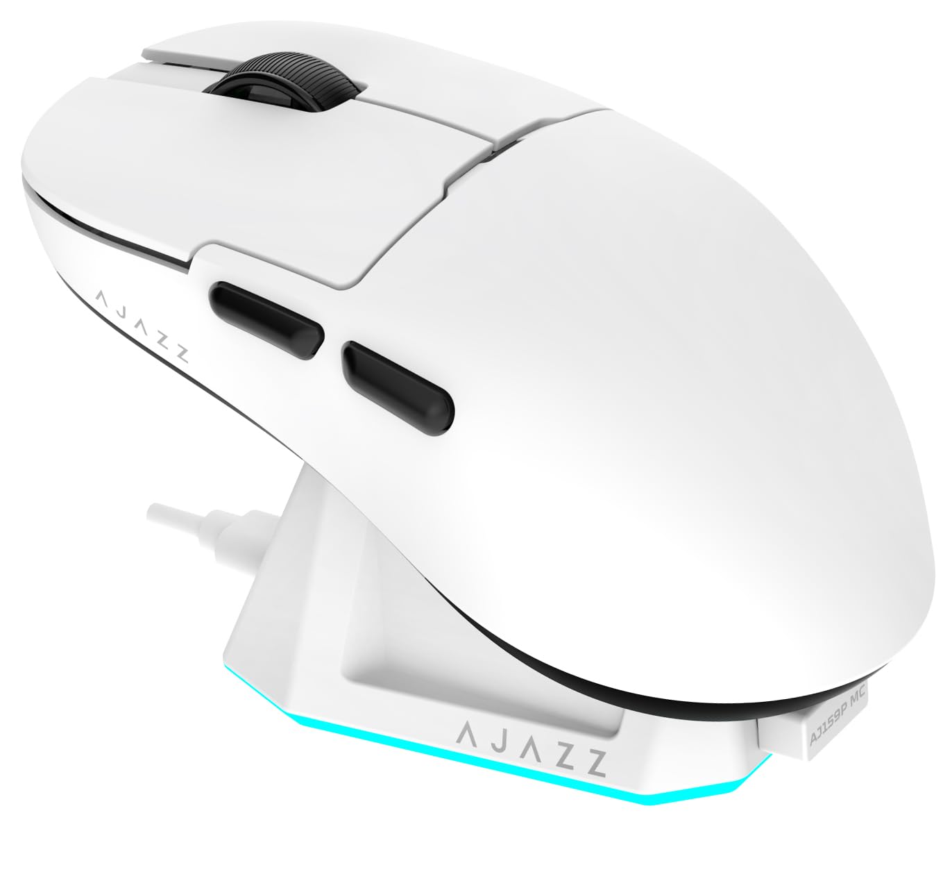 Coverzone AJAZZ AJ159P MC 3 Modlu 1000Hz 12.000 DPI Manyetik Şarj İstasyonlu PAW 3311 Optik Sensör Gaming Mouse (Beyaz)