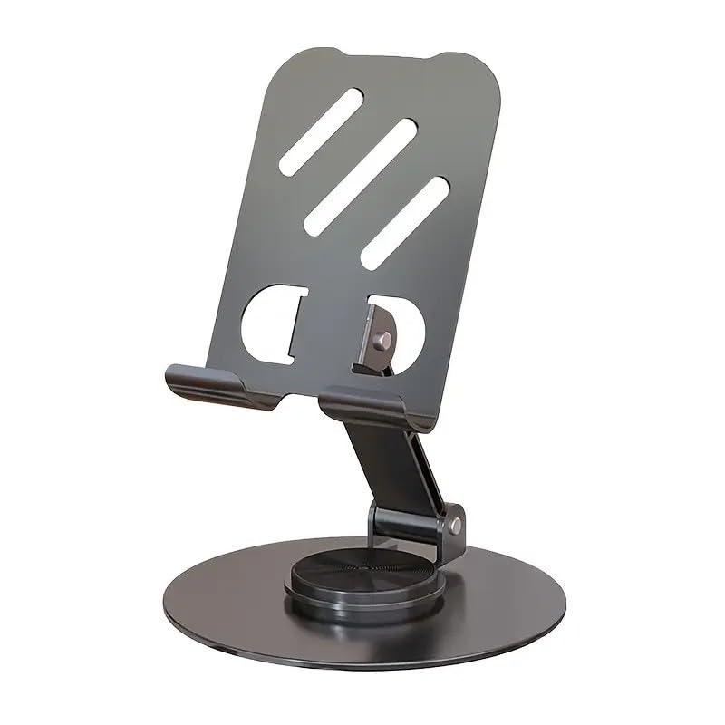 Deppo Trend Yüksek Kaliteli Metal Stand Katlanabilir ve Ayarlanabilir 360 Derece Dönebilen Tablet Standı Telefon Tutucu Masa üstü Gri Stant