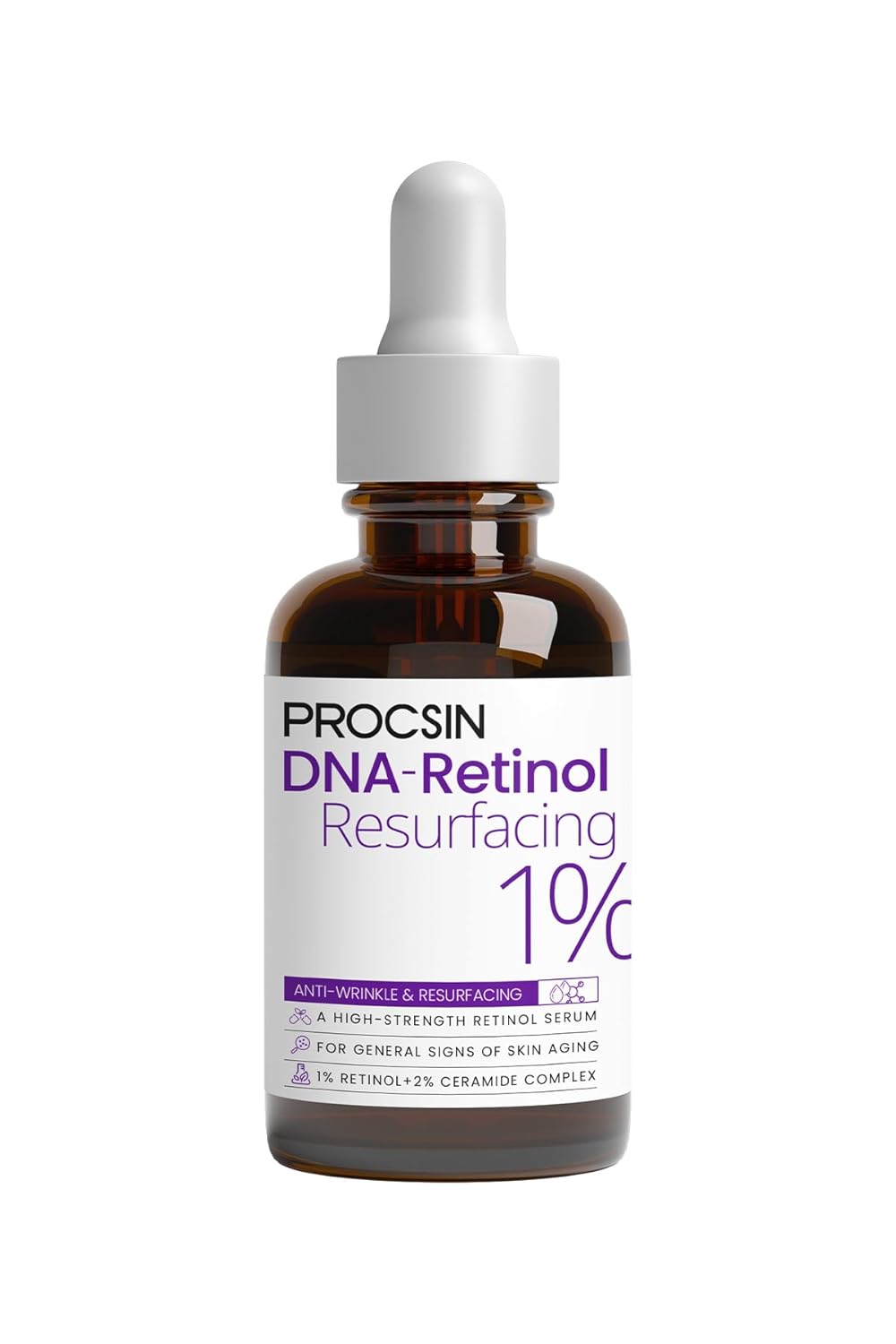 PROCSIN %1 Retinol & Seramide Complex Serum, Yoğun Kırışıklık Karşıtı & Cilt Yenileyici, Onarıcı & Besleyici Bakım Serumu, 30 ML