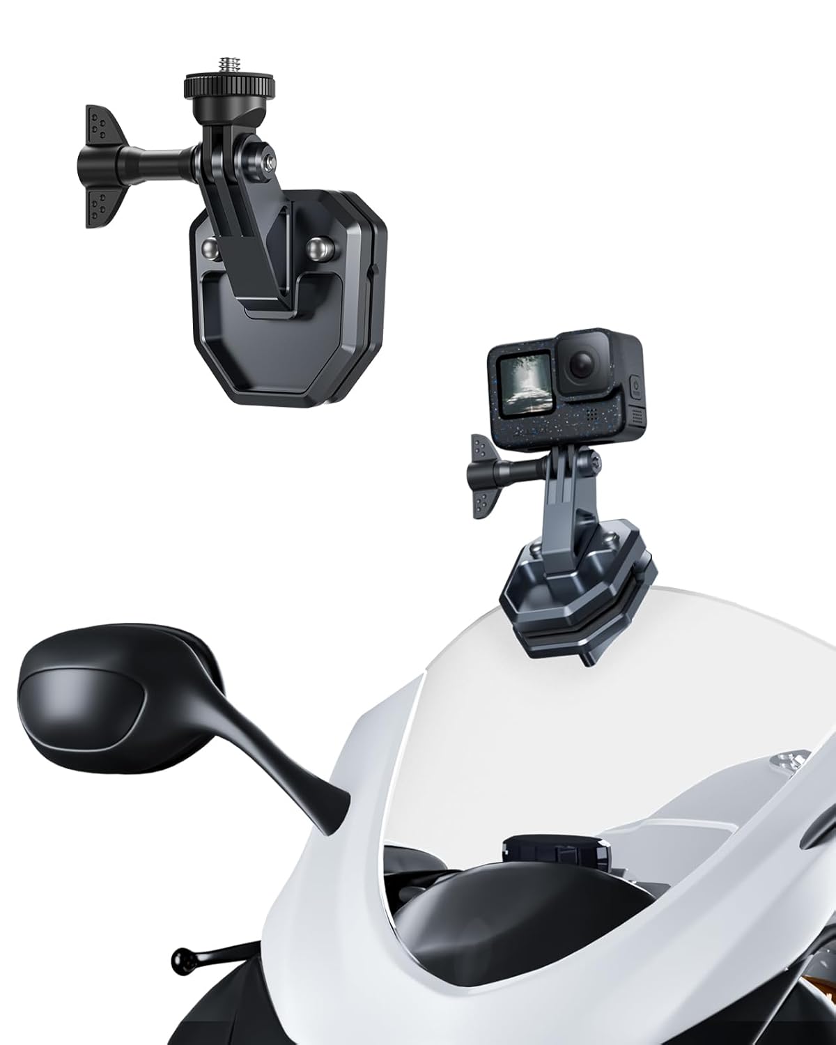 Motosiklet Cam Klipsi Kamera Montajı, Hızlı Bırakma Motosiklet Cam Kelepçesi Go Pro 13 12 11 10 9 8 DJI Osmo Nano 360 Action 5 Pro 4 3, Insta 360 X5 X4 ile Uyumlu Spor Eylem Kam