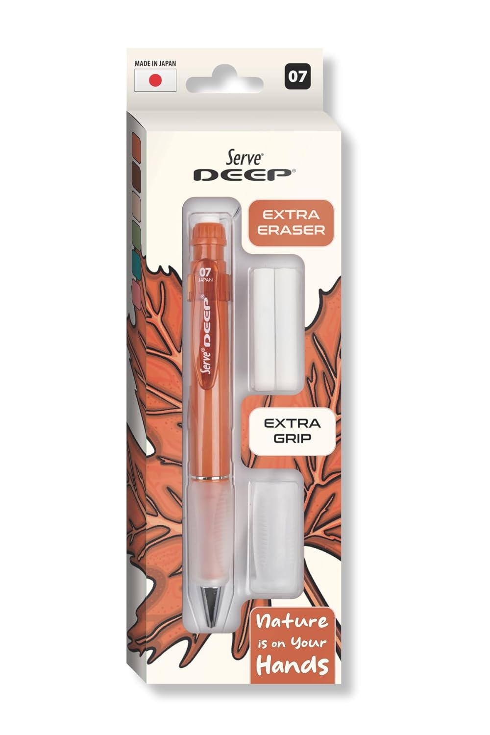 Serve Deep Versatil Kalem 07Mm- Toprak Tonları - Yedekli Set (Grip Ve Silgi) Kiremit