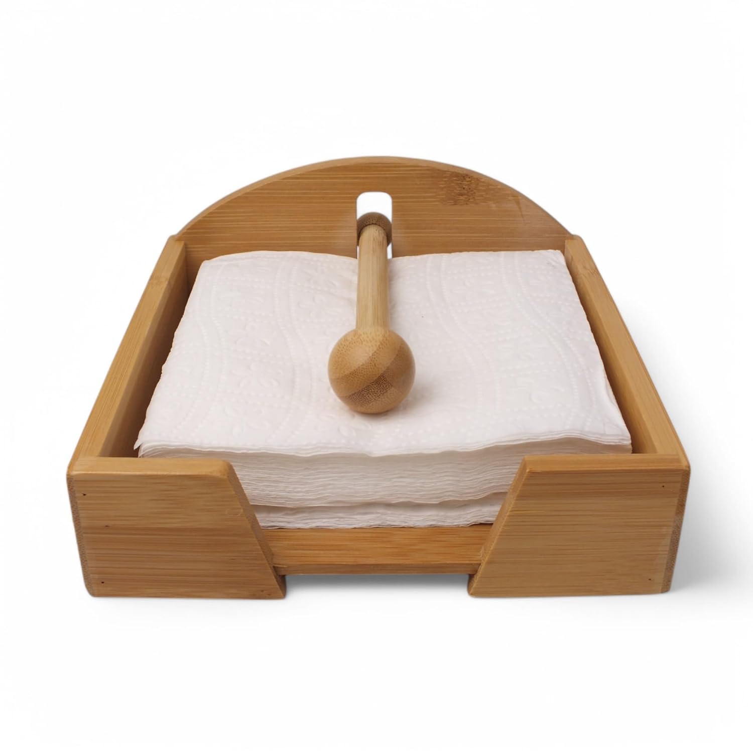 Deconox Bambu Lüks Peçetelik Kare, Rüzgar Koruma Aparatlı Doğal Bambu Peçetelik – Şık ve Dayanıklı Tasarım (18cm x 18cm x 5cm)