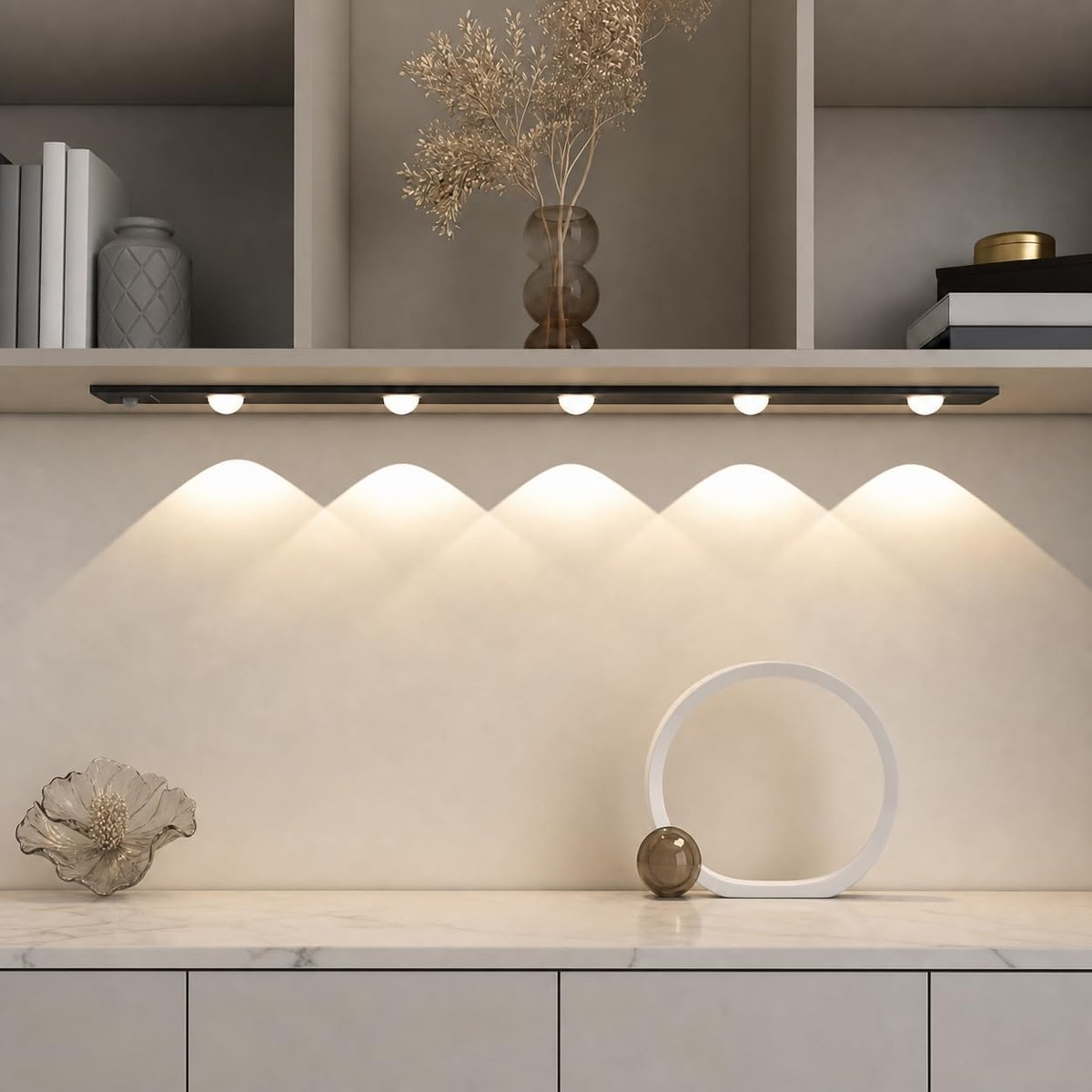 Neo Vista Hareket Sensörlü Slim Led Kabin Armatürü Dekoratif Dim Edilebilir Usb Şarjlı Aydınlatma (Siyah, 60 CM)