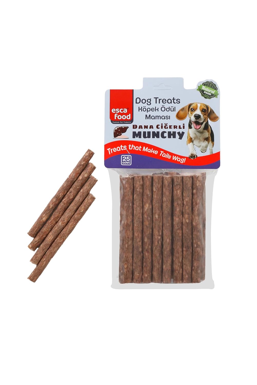 Esca Food Munchy Çubuk Dana Ciğerli 12 Santimetre 25'li Köpek Ödül Maması