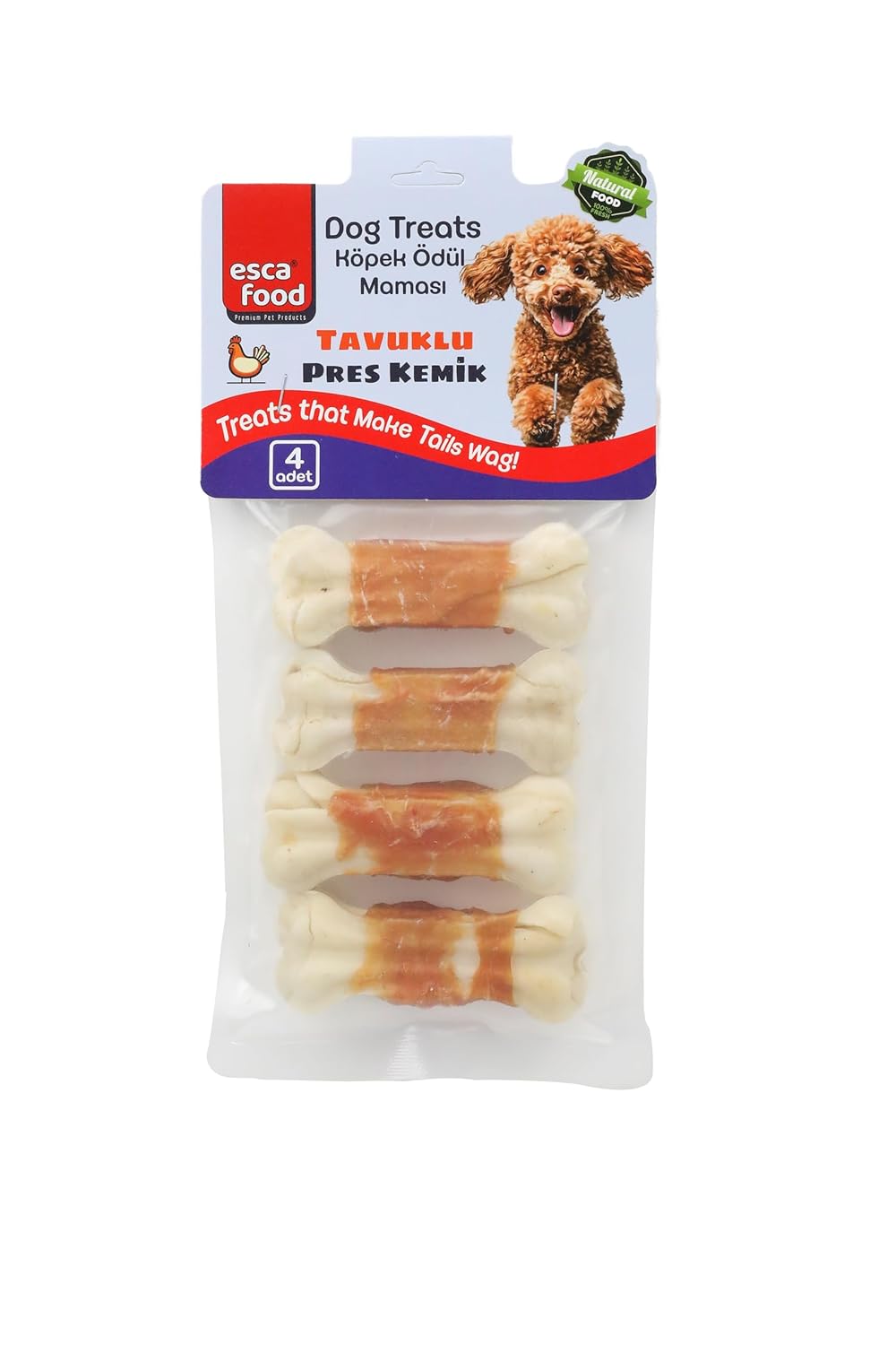 Esca Food Tavuklu Pres Kemik 7 Santimetre 4’lü 100 Gram Köpek Ödül Maması