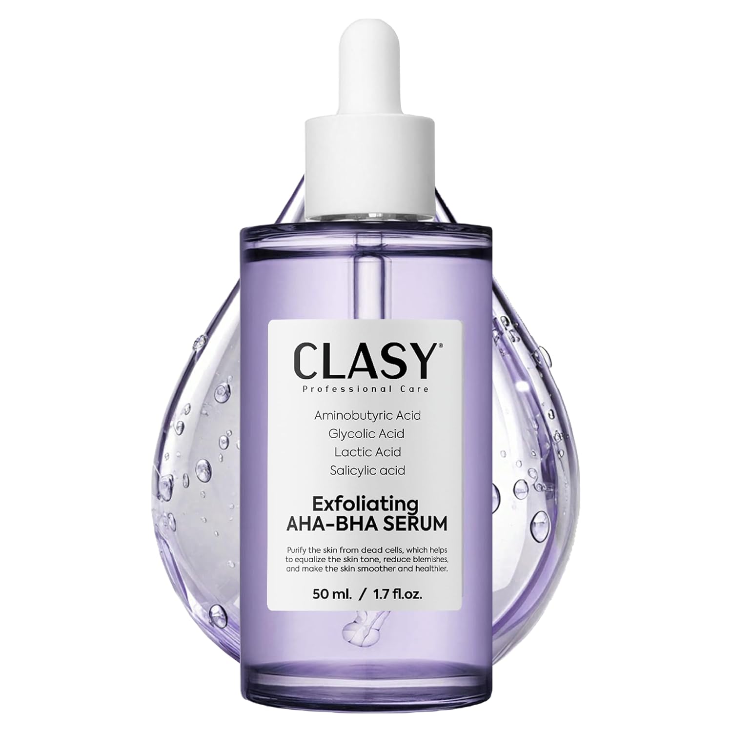 CLASYCARE Cilt Tonu Eşitleyici Peeling Serum – AHA BHA Eksfoliyan & Gözenek Temizleyici | Salisilik Asit & Glikolik Asit ile Aydınlatıcı, Anti-Aging Cilt Bakımı, 50 ml