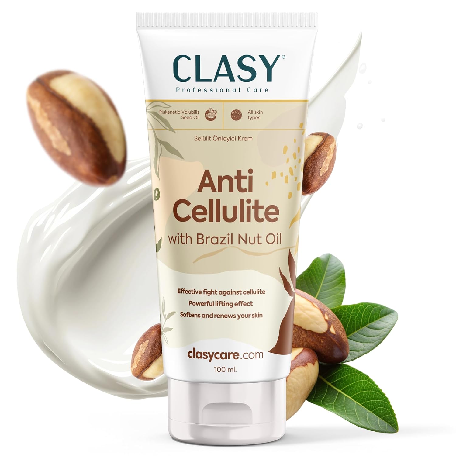 CLASYCARE Selülite Karşı Mükemmel Koruma - Brezilya Fındığı Yağlı Anti Selülit Kremi | Bacak, Basen