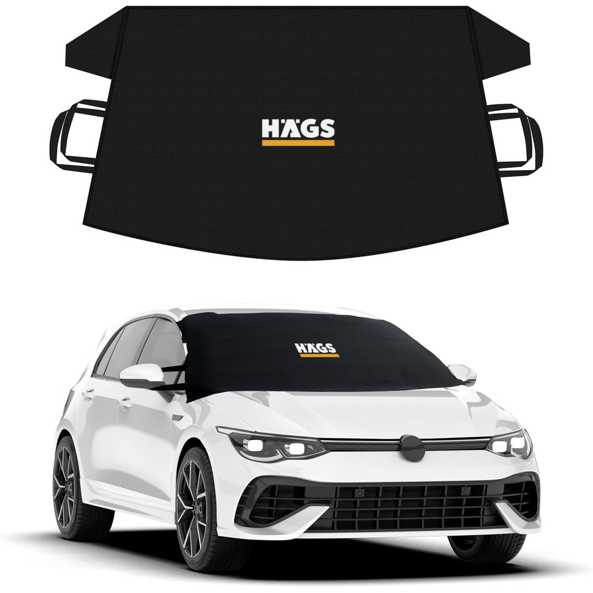 Haegs Buz ve Kar Önleyici Araç Ön Cam Örtüsü Brandası | Ağır Hizmet Tipi 600D Oxford Kumaş | Arabalar, SUV`lar, Kamyonetler İçin Oto Ön Cam Koruyucu Güneşlik | Don Örtüsü (162x106cm) S - Siyah